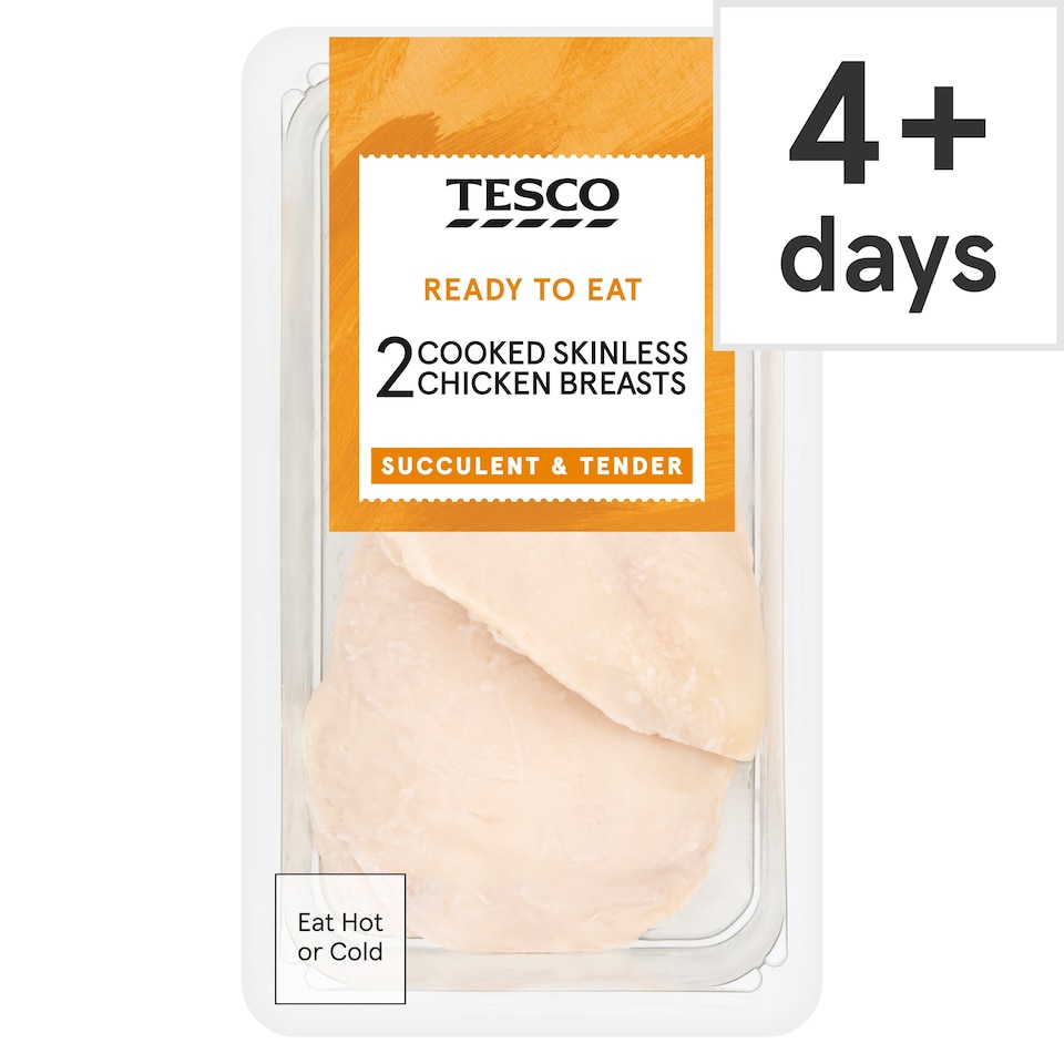 Tesco 2 Cooked Skinless Chicken Breast 220G