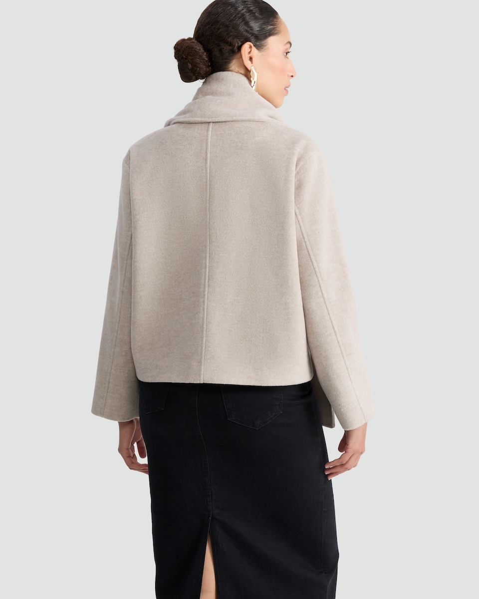 image 1 of F&F Button Front Scarf Jacket in Neutral