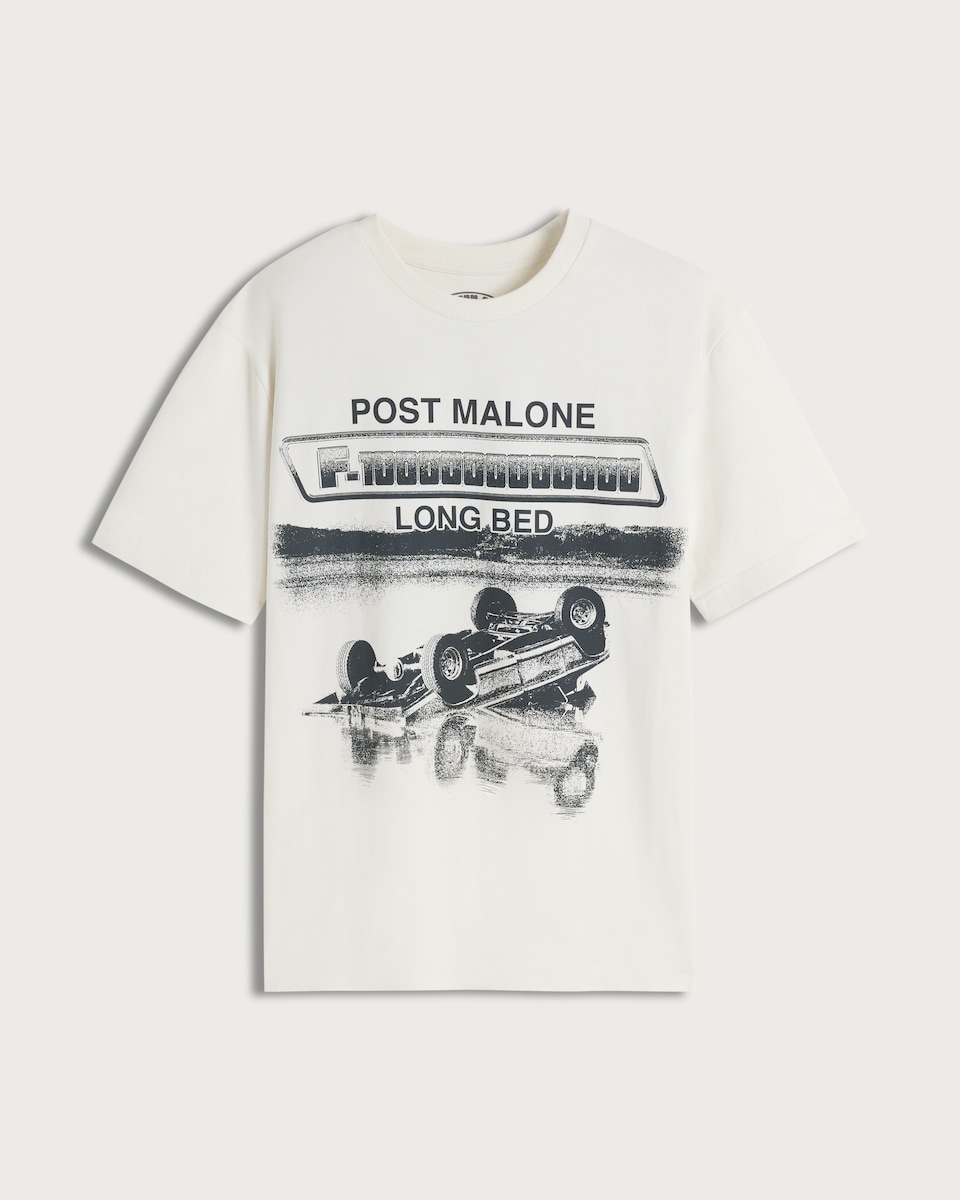 image 1 of Post Malone Pure Cotton Short Sleeved T-Shirt in Cream