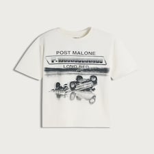Post Malone Pure Cotton Short Sleeved T-Shirt in Cream