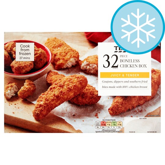Tesco 32 Boneless Breaded Chicken Box 635G Tesco Groceries
