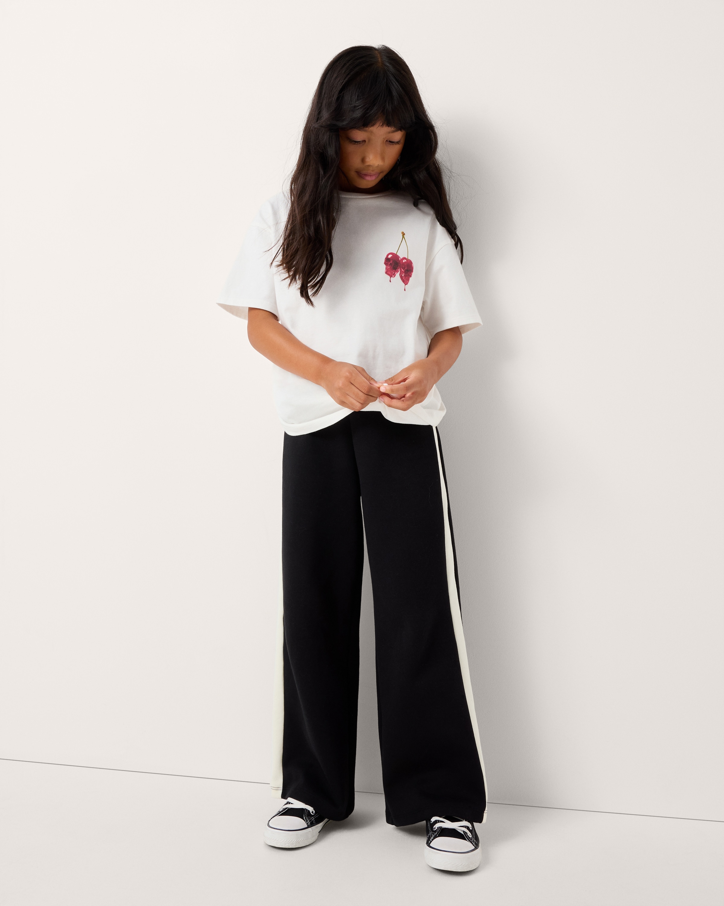 F&F Girls Pure Cotton Halloween Cherry T-Shirt in White