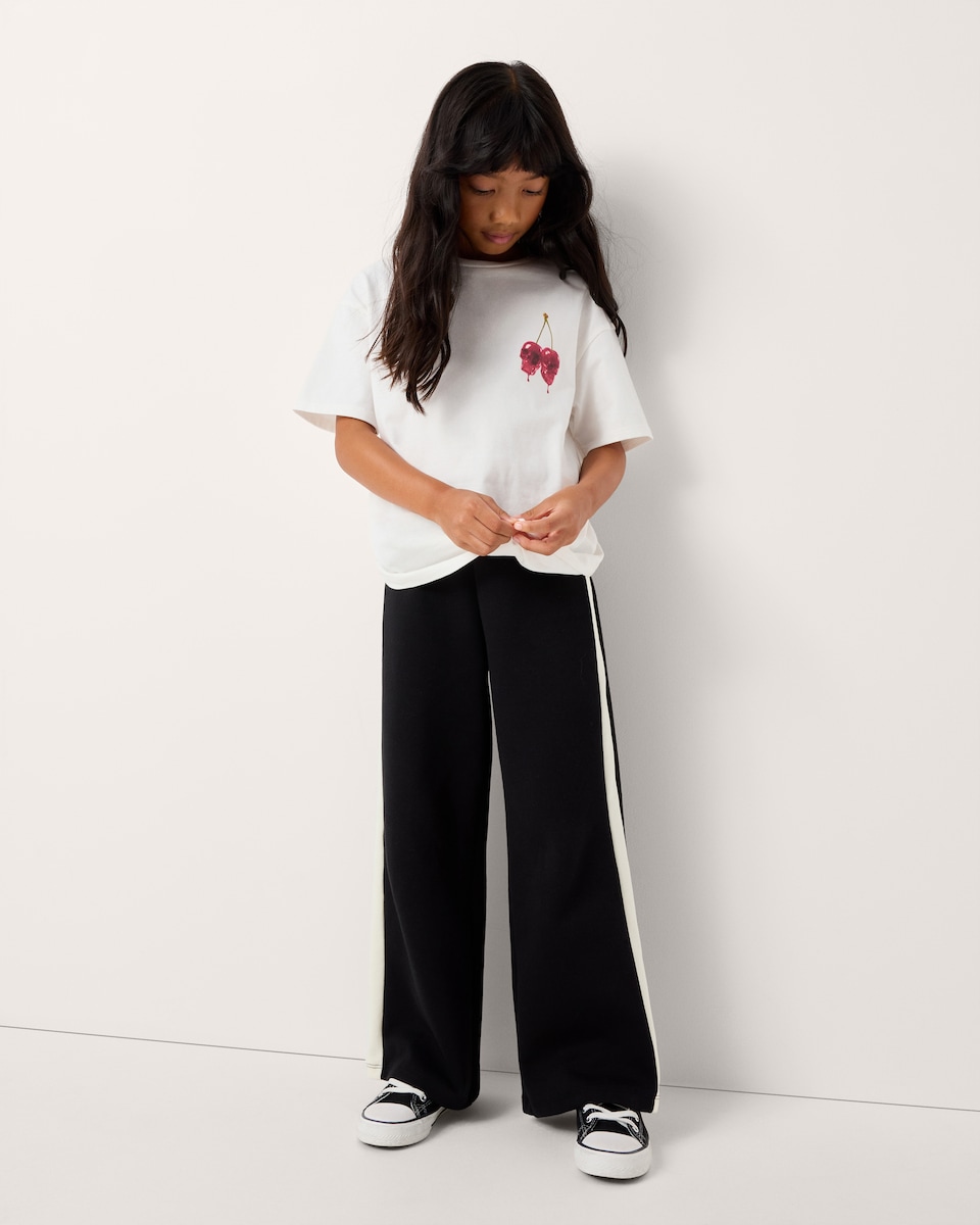 image 1 of F&F Girls Pure Cotton Halloween Cherry T-Shirt in White
