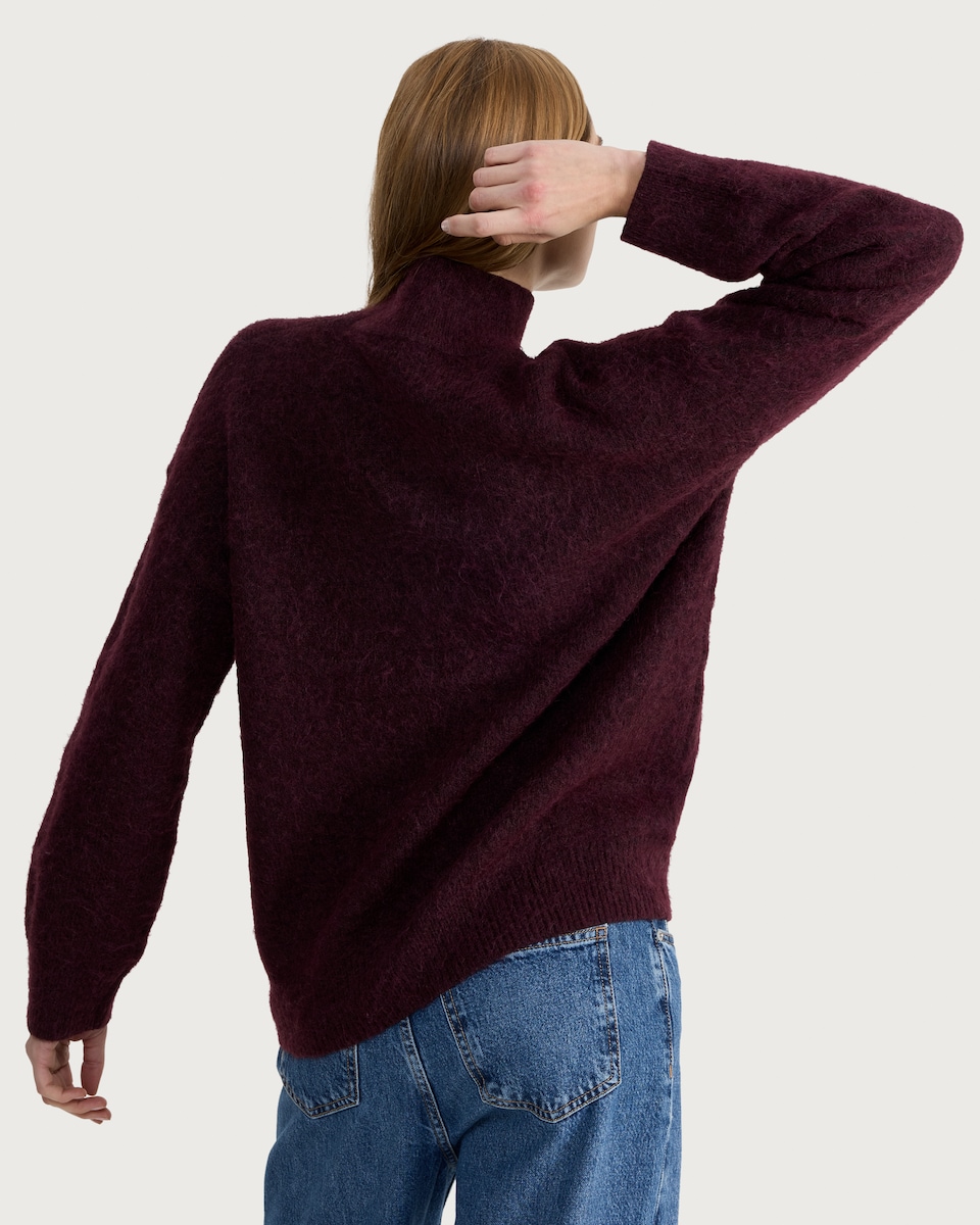 image 1 of F&F Knitted Turtle Neck Jumper in Burgundy