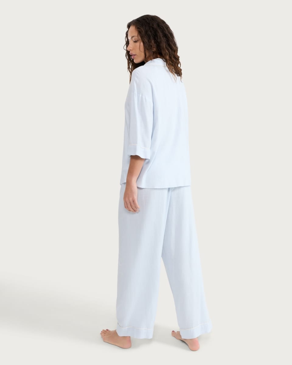 image 1 of The F&F Edit 2-Piece Pyjama Set with Linen in Blue