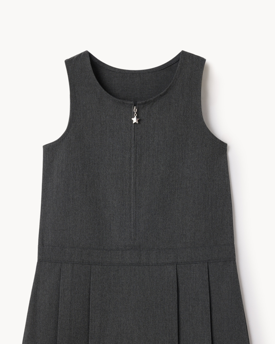 image 1 of F&F Girls School 2-Pack Generous Fit Pinafores in Grey