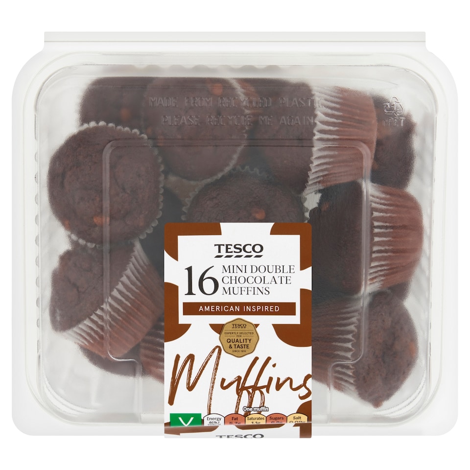image 1 of Tesco Double Chocolate Mini Muffins 16 Pack