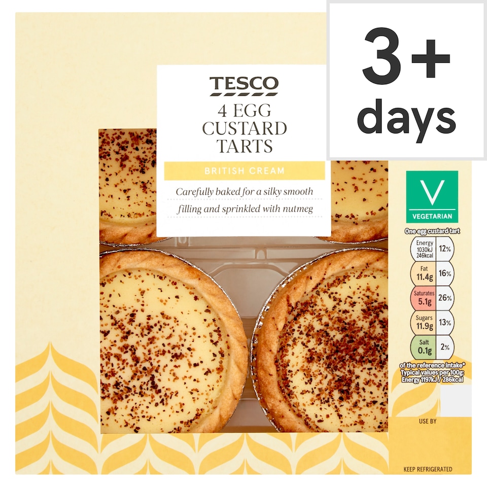 Tesco Egg Custard Tarts 4 Pack