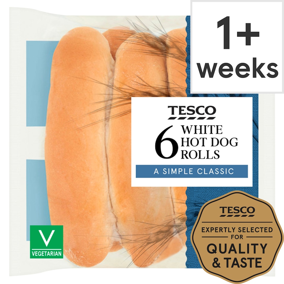 Tesco Soft White Hot Dog Rolls 6 Pack
