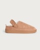 image 1 of F&F Faux Suede Borg Lined Chunky Mule Slippers in Tan