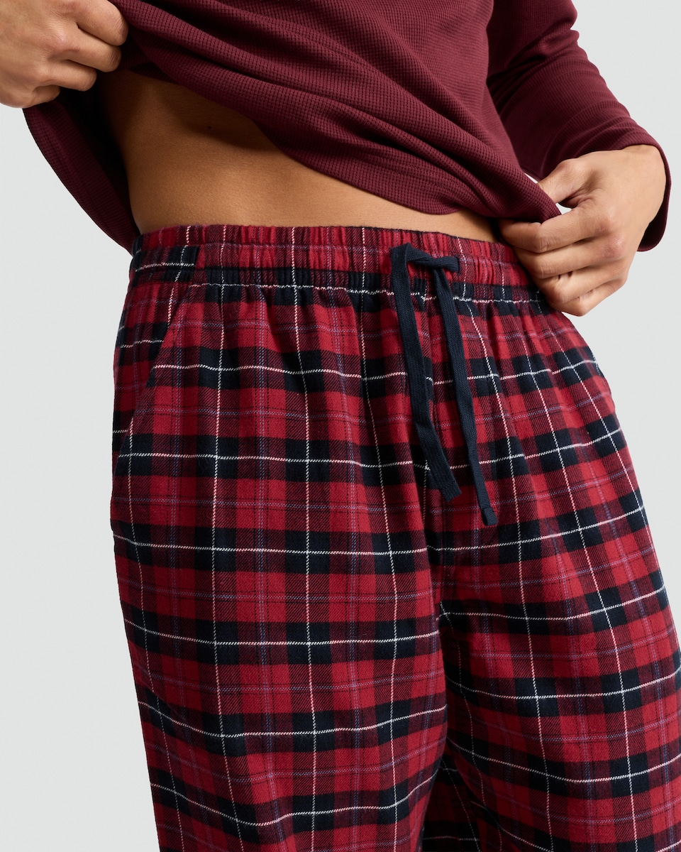 image 1 of F&F Pure Cotton Check Print Flannel Pyjama Bottoms in Multi