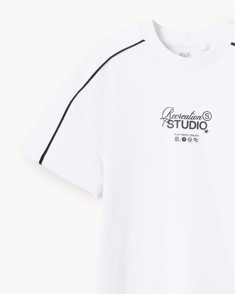 image 1 of F&F Boys Pure Cotton Printed T-Shirt in White