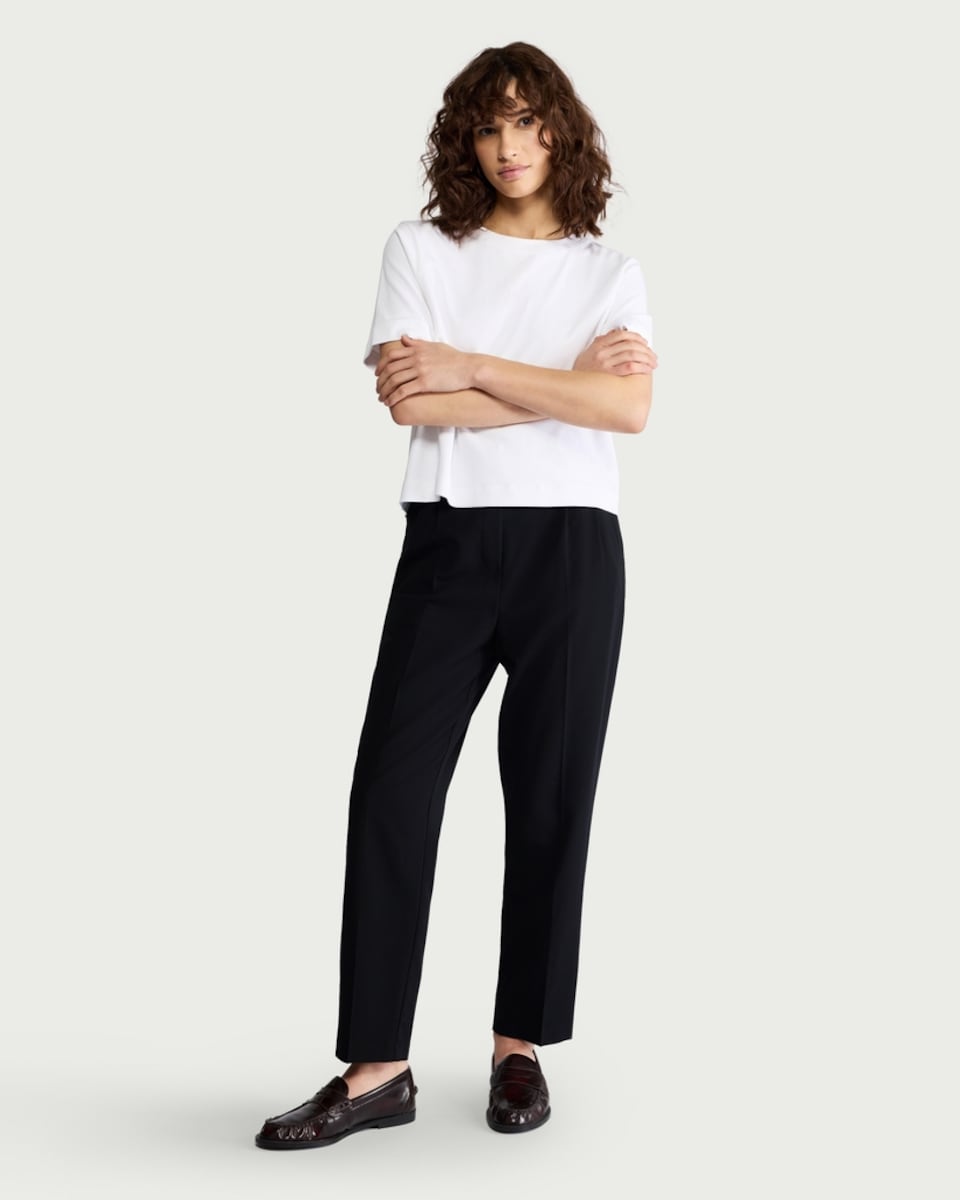 image 1 of F&F Pleated Tapered Trousers in Black