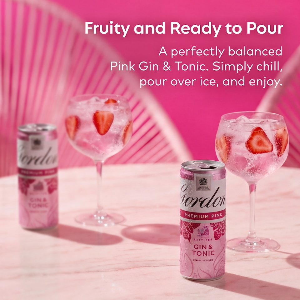 image 1 of Gordon's Pink Gin & Tonic Can 5% Vol 250ml 