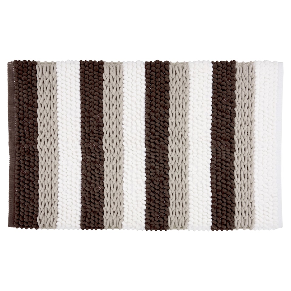 F&F Home Neutral Chenille Stripe Bath Mat