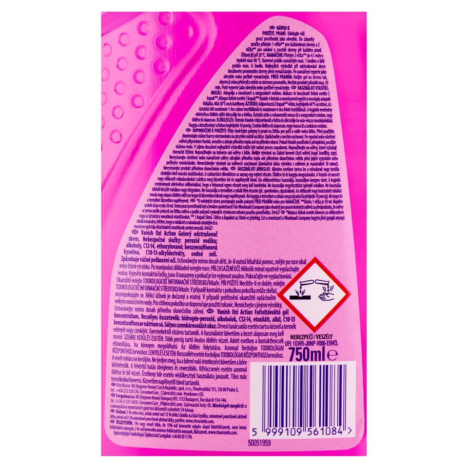 image 1 of Vanish Oxi Action Gel Stain Remover 750ml