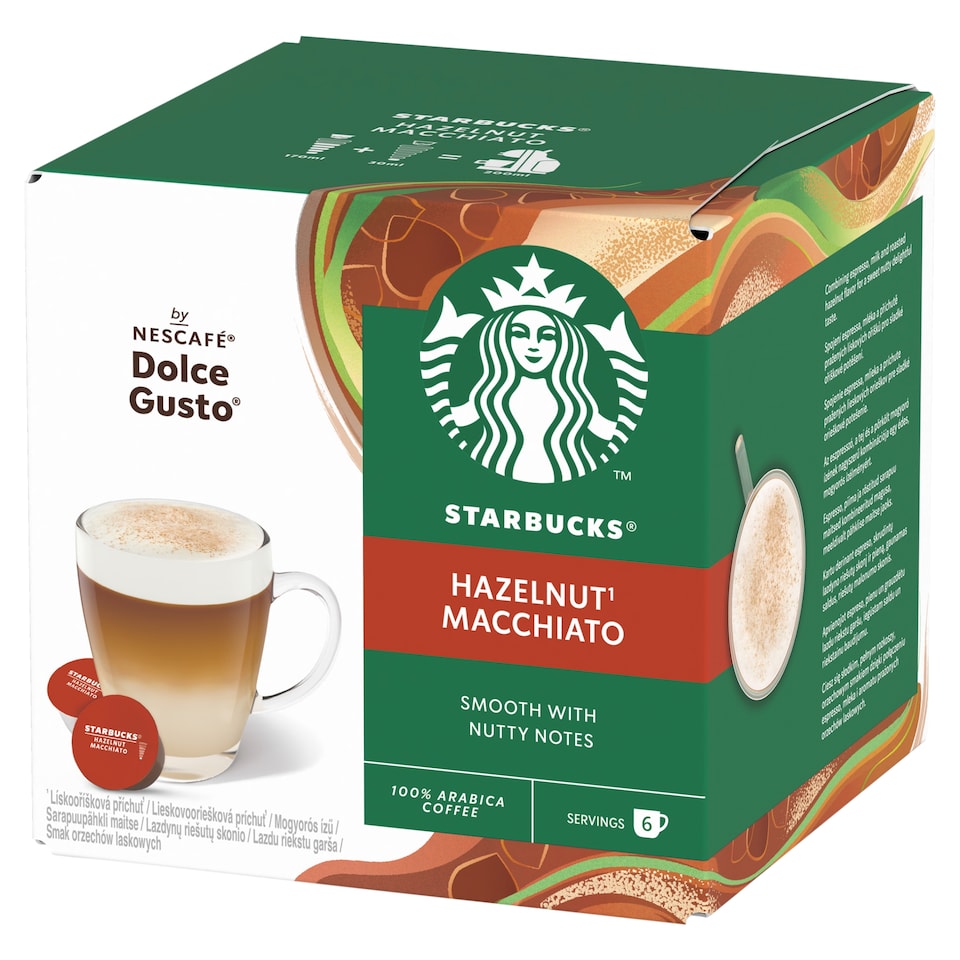 Starbucks by Nescafé Dolce Gusto Hazelnut Macchiato kávé és tejpor kapszula 12 db/6 csésze 123 g  1. kép