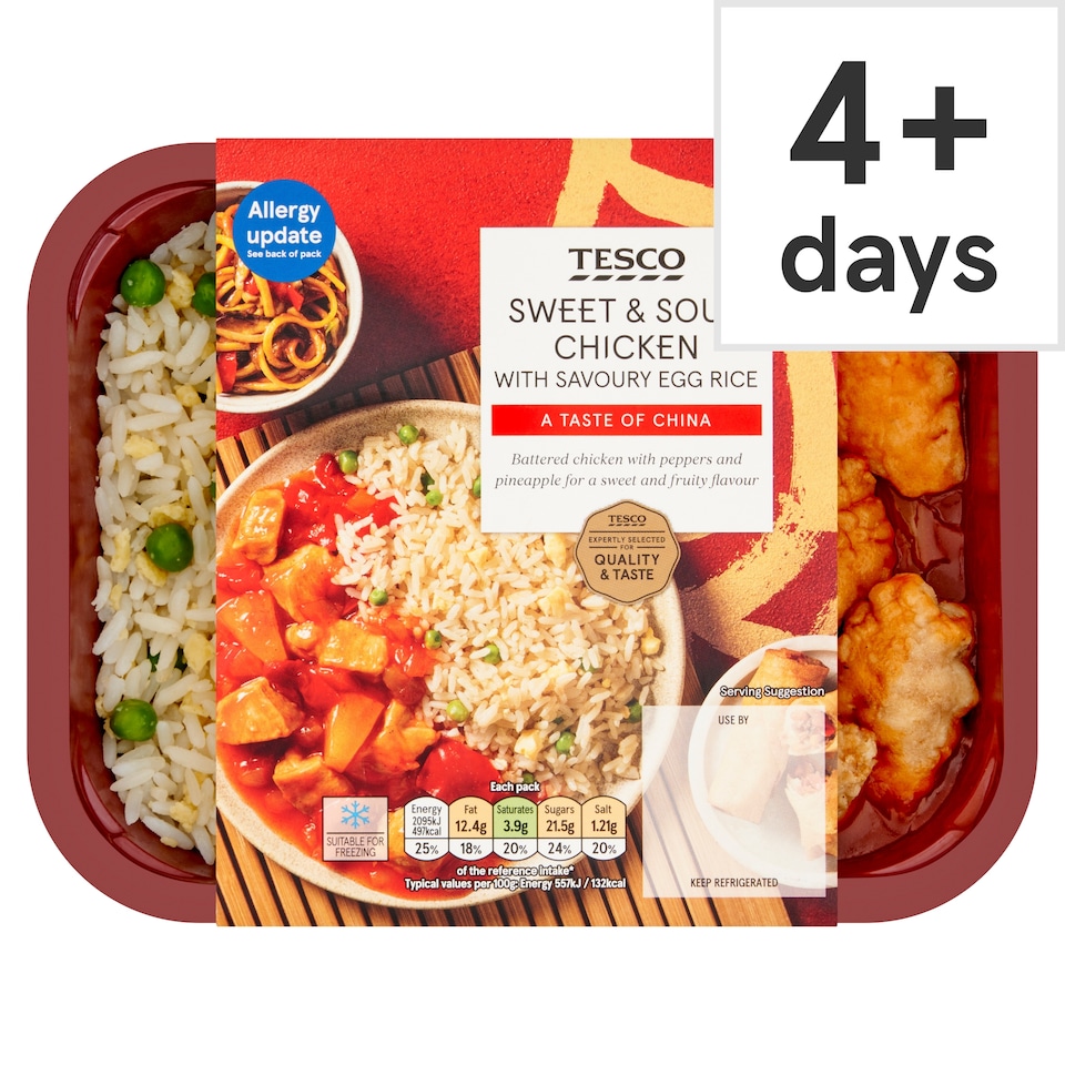 TESCO SWEET & SOUR CHICKEN WITH EGG RICE 400G