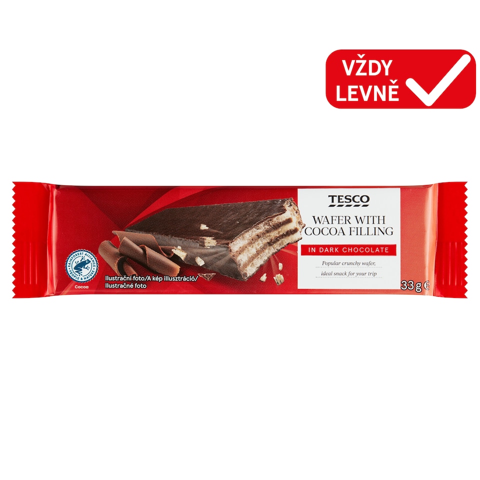 Tesco Wafer with Cocoa Filling in Dark Chocolate 33g