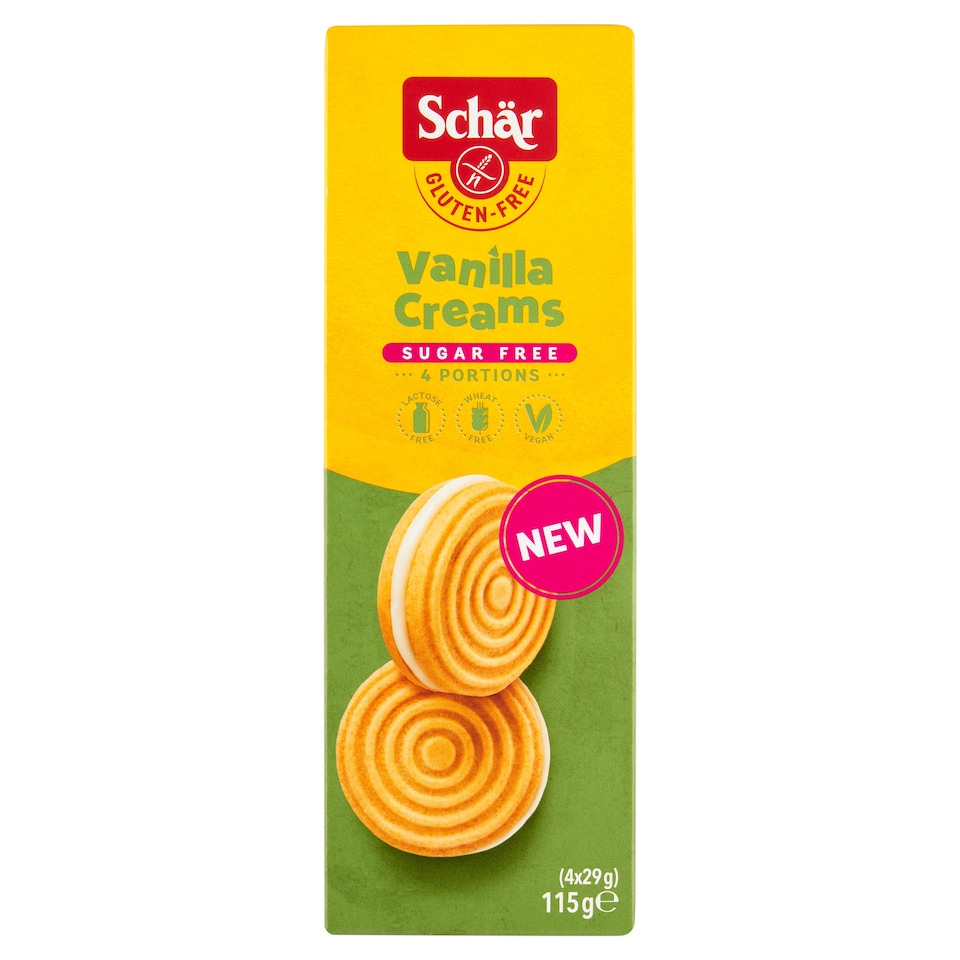 obrázok 1 z Schär Bezgluténové sušienky plnené vanilkovým krémom 4 x 29 g (115 g)