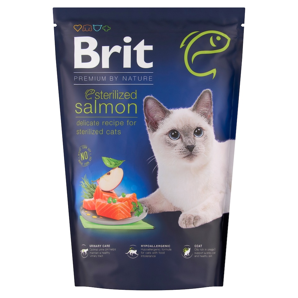 Obrázek 1 pro produkt Brit Premium by Nature Sterilized Salmon kompletní krmivo pro kočky 800g
