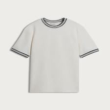 F&F Cotton Rich Striped Trim T-Shirt in White