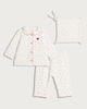 image 1 of F&F Baby 3-Piece Pure Cotton Double Cloth Heart Print Pyjama Set and Comforter  in White