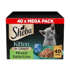 SHEBA Kitten Wet Cat Food Pouches Mixed Selection in Gravy 40x85g