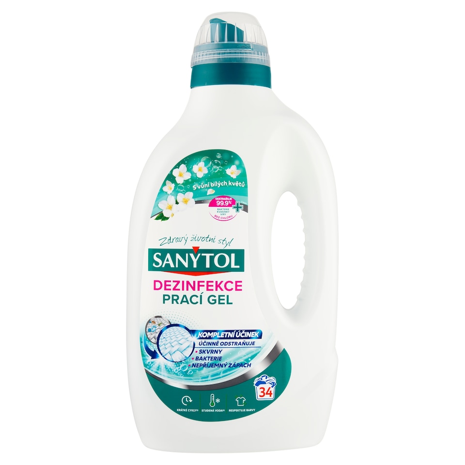 obrázok 1 z Sanytol Dezinfekcia prací gél clean s vôňou bielych kvetov 34 praní 1,70 l