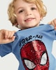image 1 of Marvel Spider-Man Pure Cotton Sequin Embellished T-Shirt in Blue