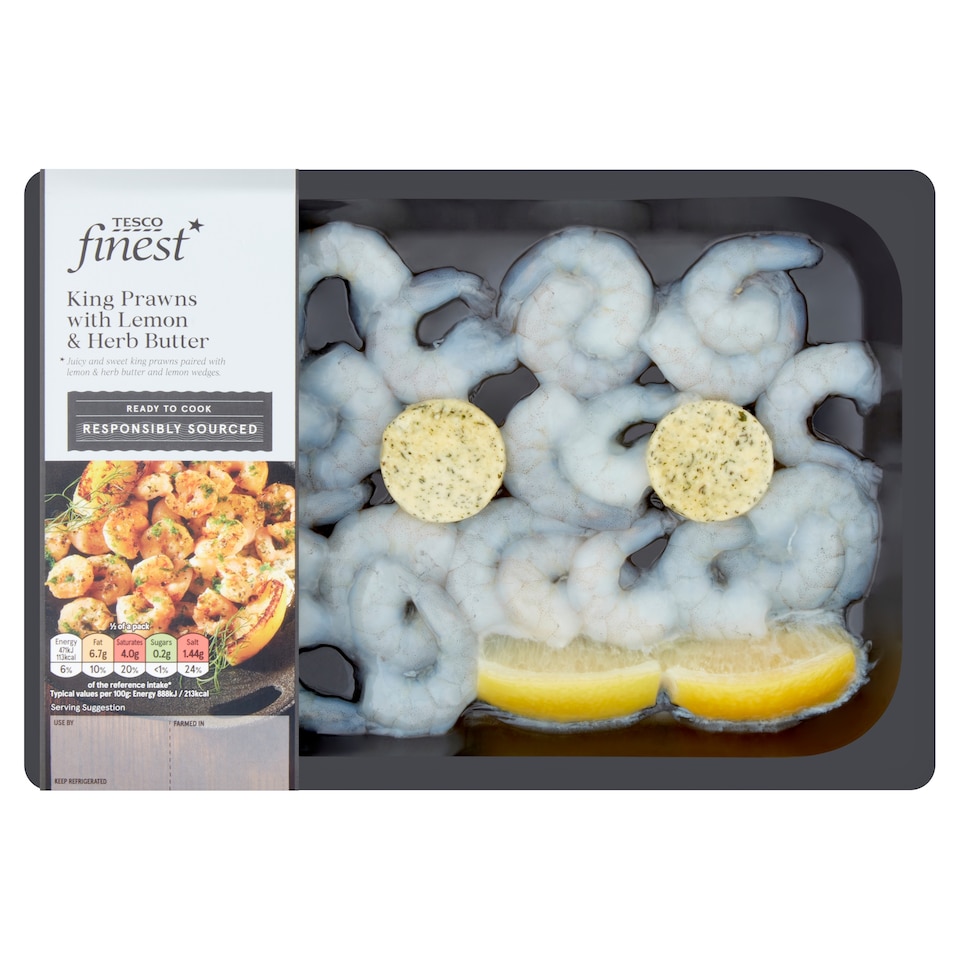 Tesco Finest King Prawns With Lemon And Herb Butter 200G