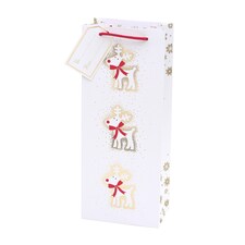 T. Luxury Gold Reindeer Bottle Gift Bag