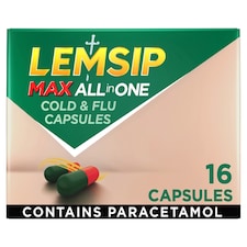 Lemsip Max All in One Capsules - Cold, Flu, Sore Throat Relief 16s