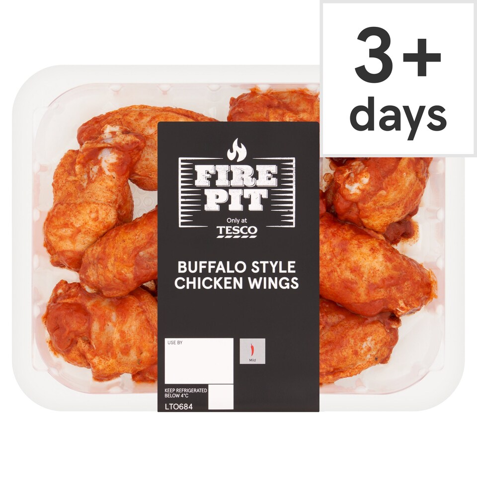 Tesco Fire Pit Buffalo style Chicken Wings, 500g Tesco Groceries