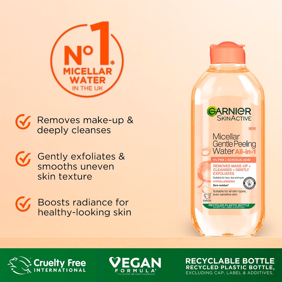 image 1 of Garnier Micellar Gently/Gentle Peeling Water All-In-1 400Ml