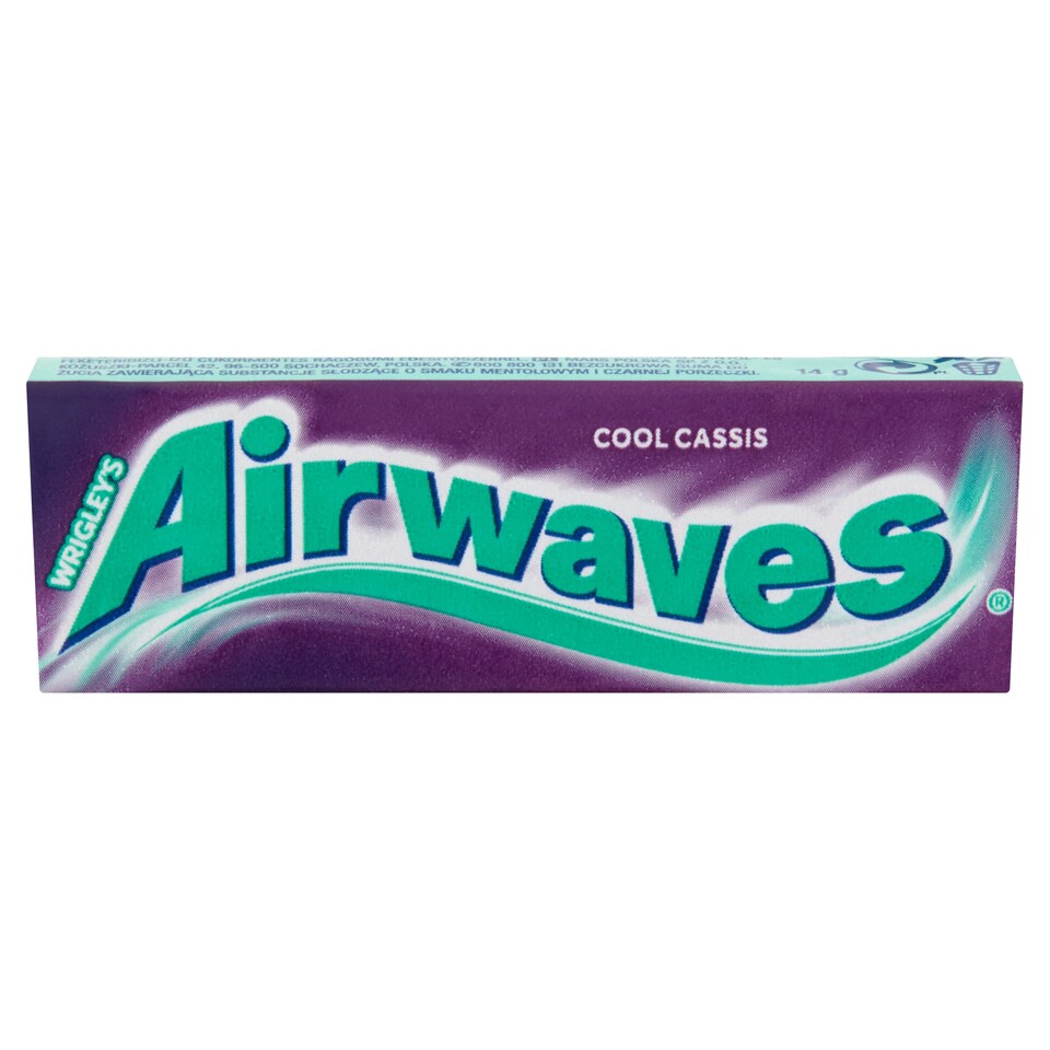 Airwaves Cool Cassis mentol- és feketeribizli-ízű cukormentes rágógumi édesítőszerrel 14 g  1. kép