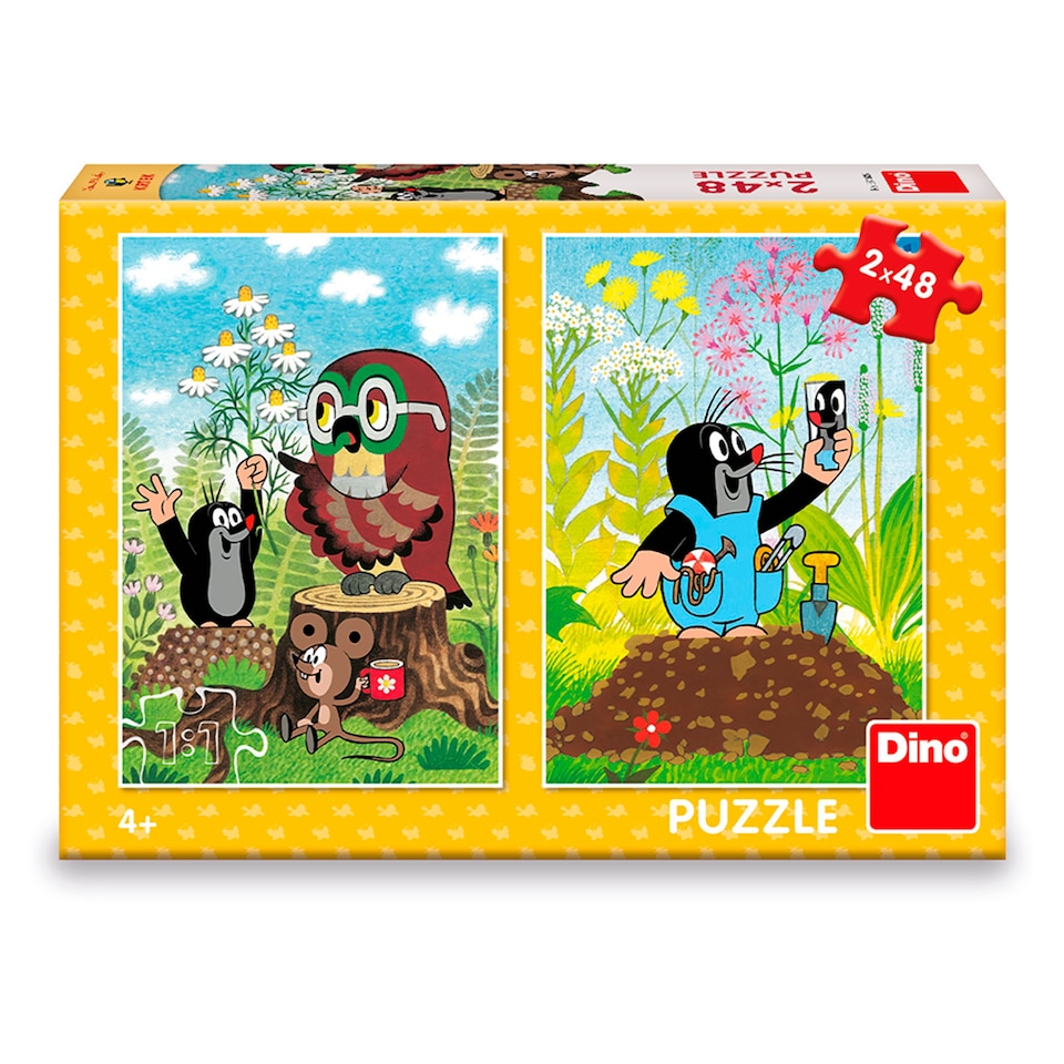 image 1 of Dino Krteček Puzzle 2 x 48 Parts