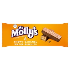 Ms Molly's Chewy Caramel Milk Chocolate Coated Wafer Bars, 8 Biscuits 224g