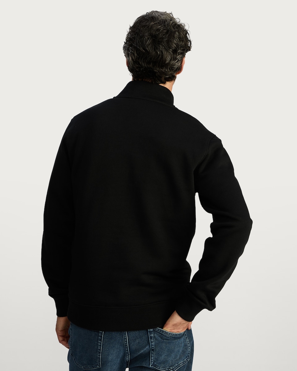 image 1 of F&F Cotton Rich Half Zip Funnel Neck Sweatshirt in Black