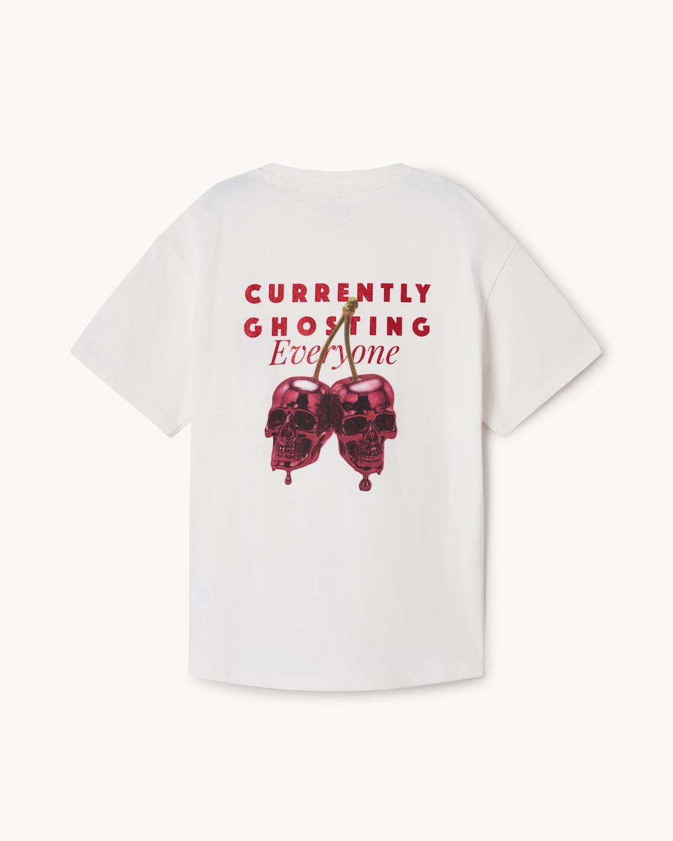 image 1 of F&F Girls Pure Cotton Halloween Cherry T-Shirt in White