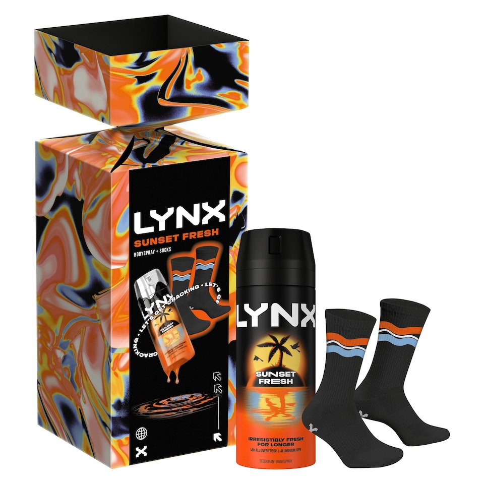 image 1 of Lynx Sunset Fresh Bodyspray & Socks Cracker Gift Set