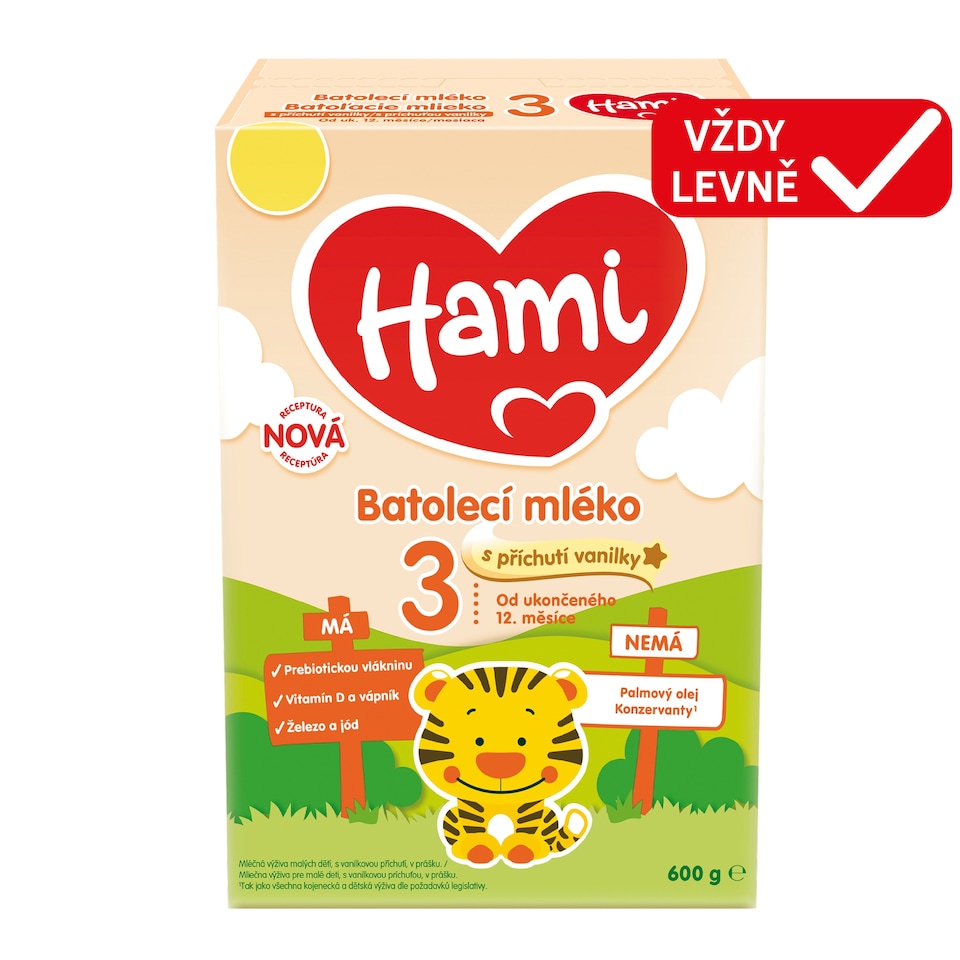 Obrázek 1 pro produkt HAMI 3 batolecí mléko s příchutí vanilky 600g