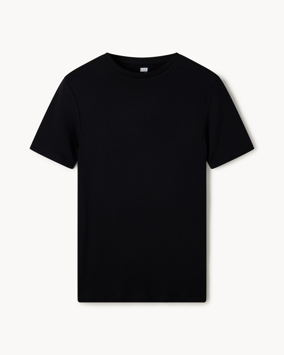 F&F WARMPLUS™ Medium Warmth Ribbed Thermal Short Sleeved T-Shirt in Black