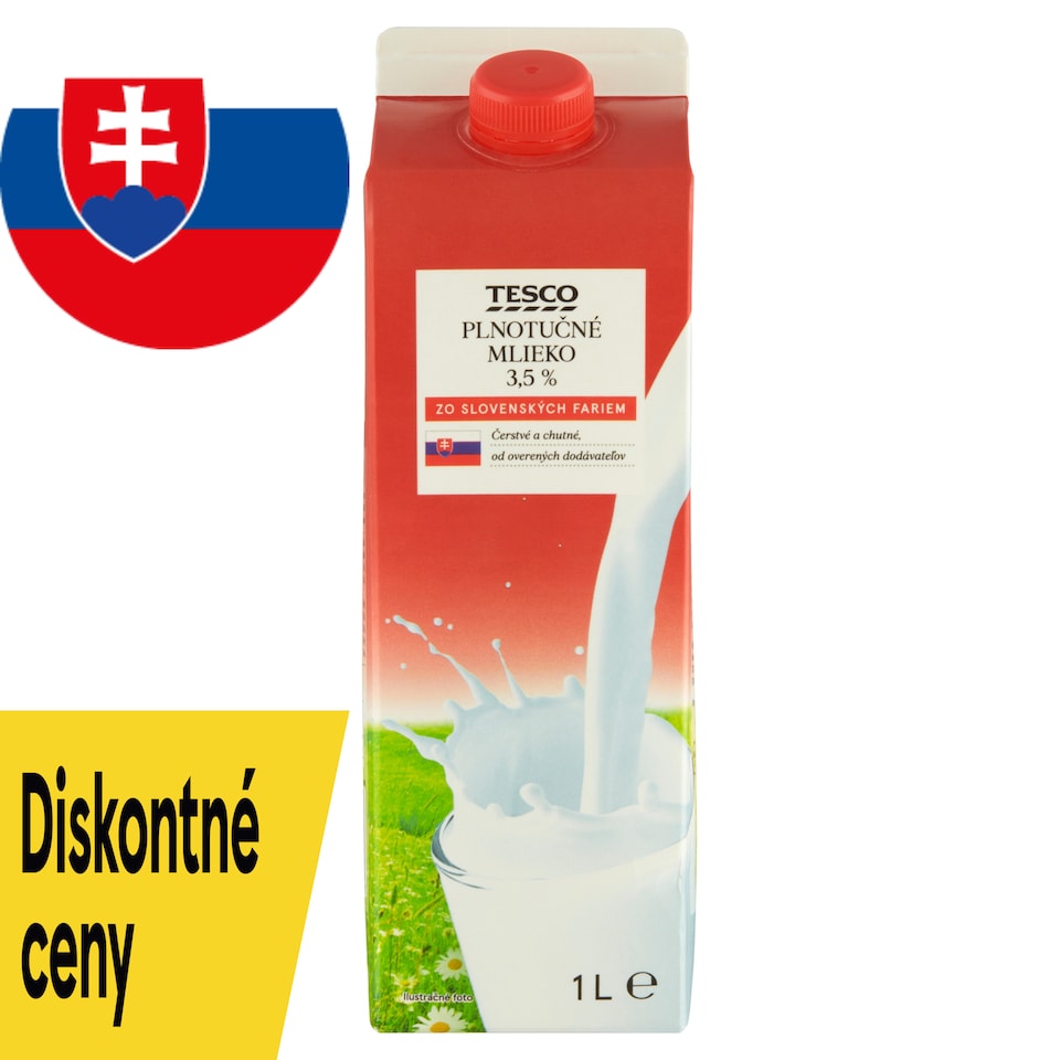 Tesco Plnotučné mlieko 3,5 % 1 l