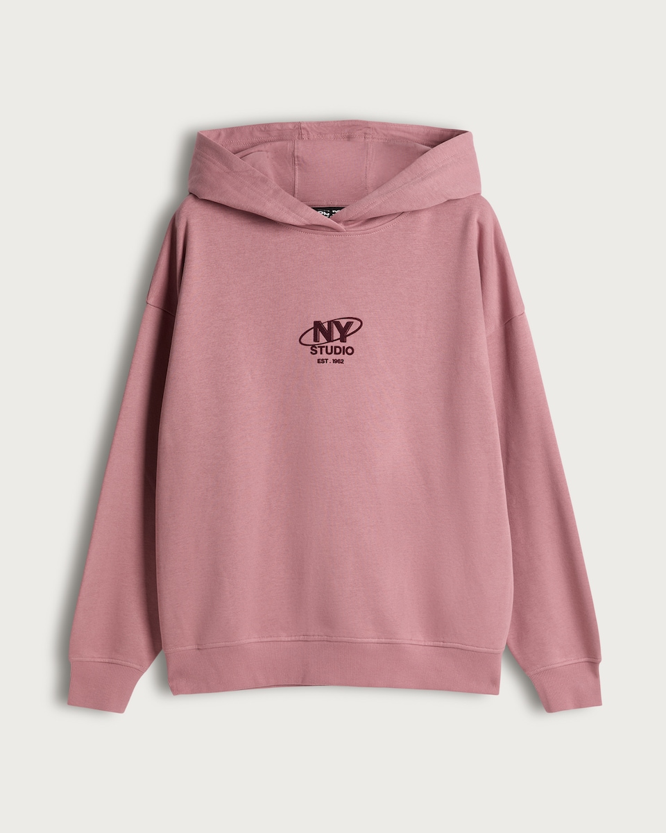 OH ME OH MY Cotton Rich NY Studio Slogan Hoodie in Pink