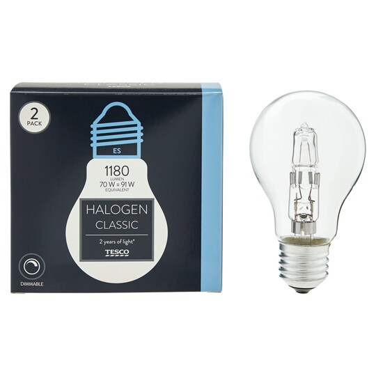 image 1 of Tesco Halogen 70W Classic Edison Screw 2 Pack
