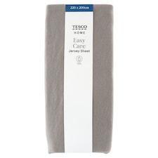 Tesco Home Easy Care Jersey Grey Sheet 220 x 200 cm