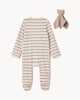 image 2 of F&F Baby 2-Piece Cotton Rich Ribbed Striped Animal Sleepsuit and Comforter Set in Stone