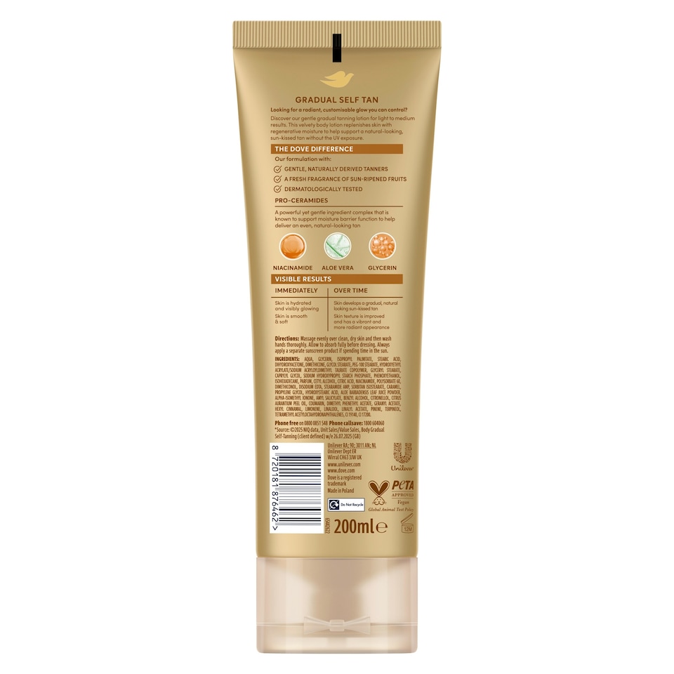 image 1 of Dove Summer Revived Sunless Tan Gradual Tan Lotion Light to Medium 200Ml