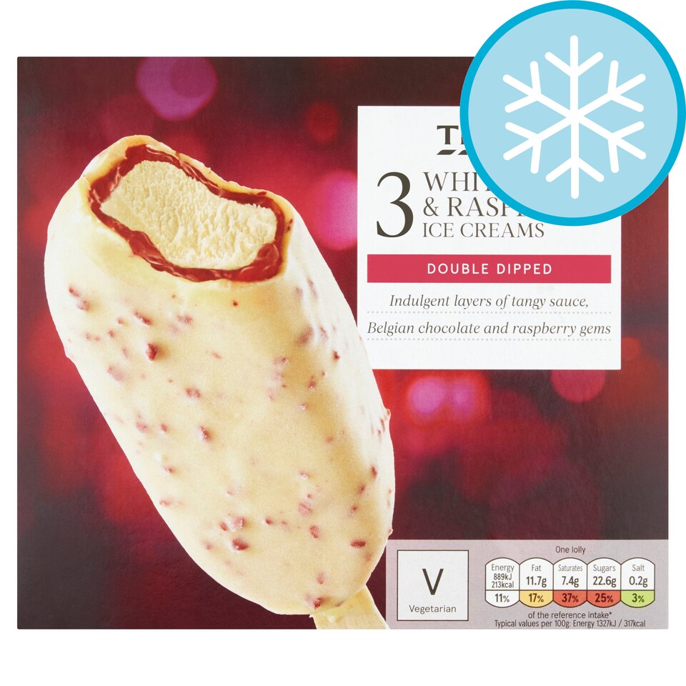 Tesco 3 White Chocolate Raspberry Ice Cream 3 X 90Ml Tesco Groceries